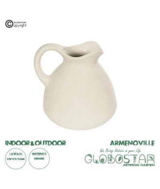 GloboStar® Artificial Garden ARMENOVILLE 21505 Διακοσμητικό Κεραμικό Βάζo Μπέζ Μ18 x Π15 x Υ16 cm